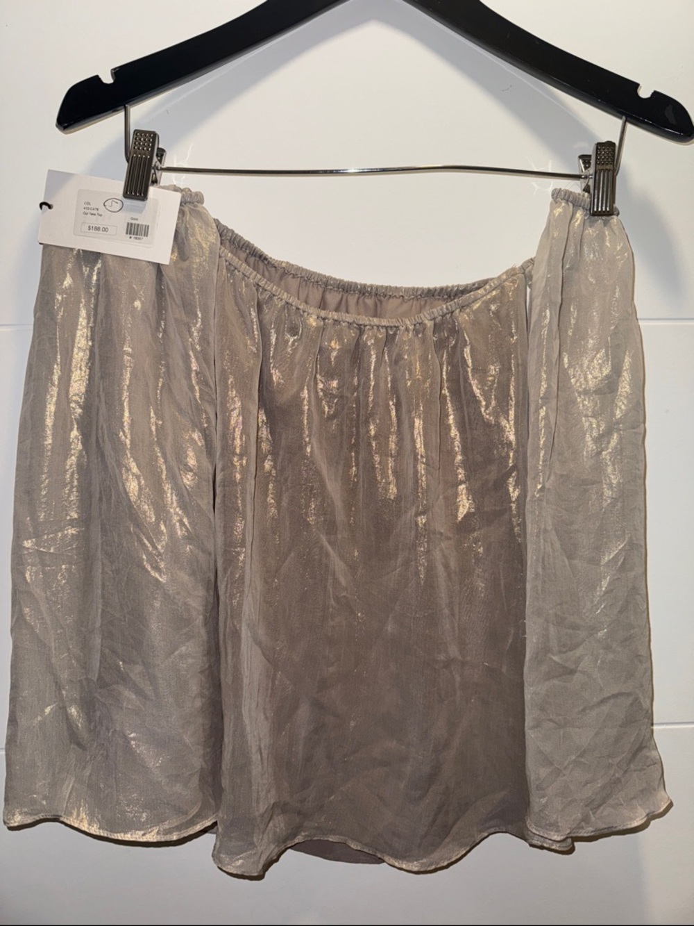 Bailey 44 Shimmery Gold Off The Shoulder Top